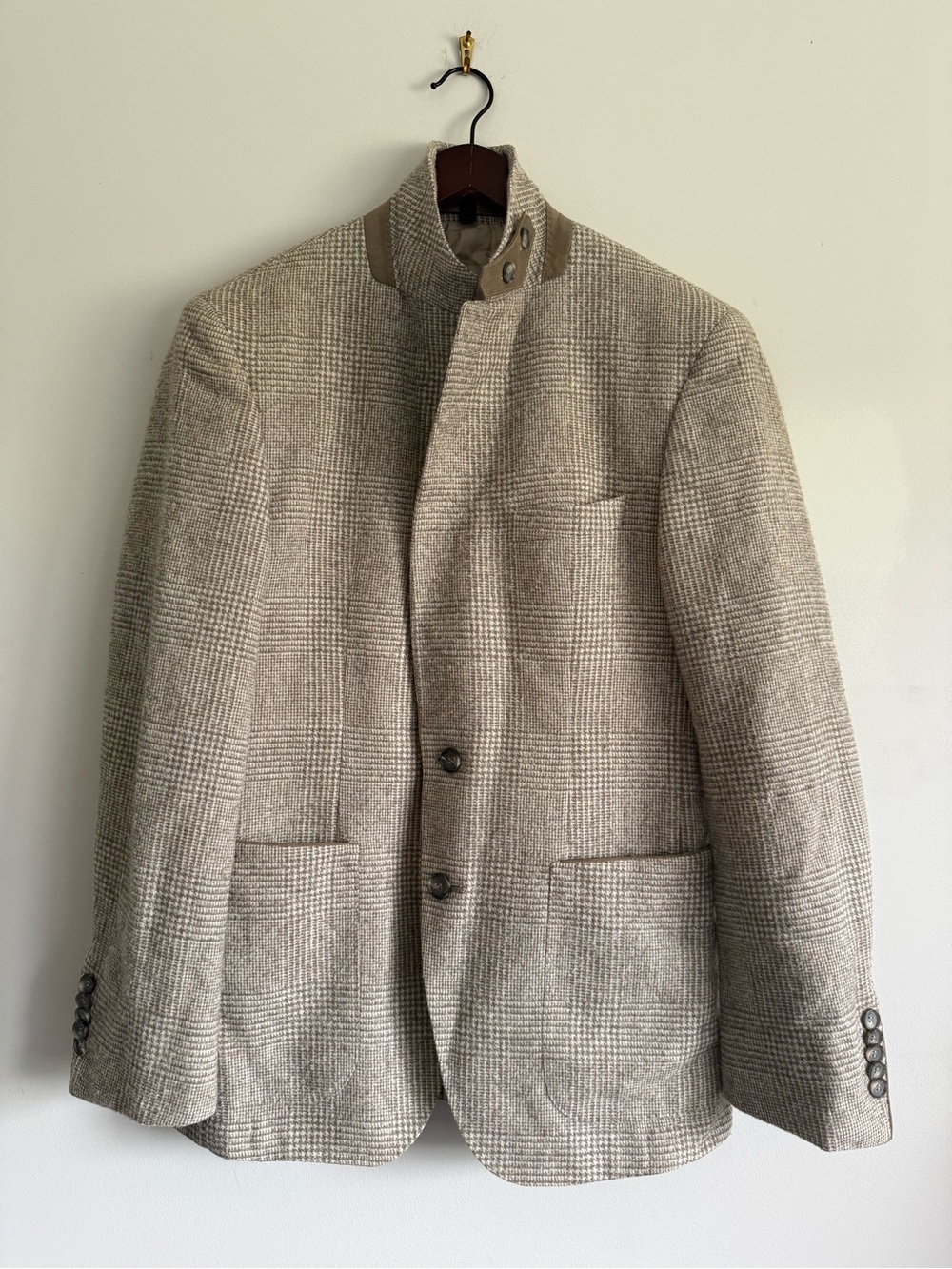 Hugo Boss Vintage Unisex Beige Italian Woven Plaid Blazer